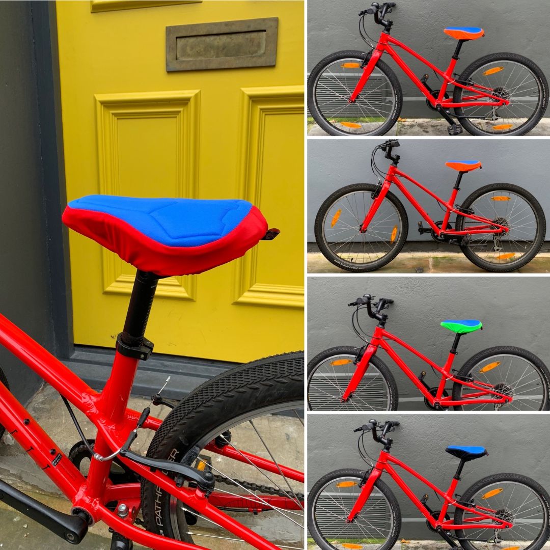 Kids Cushy Cover | Blue & Orange Bike Seat Cover