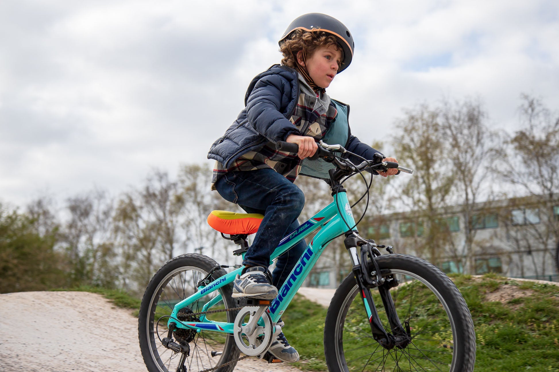 Kids Cushy Cover | Blue & Orange Bike Seat Cover