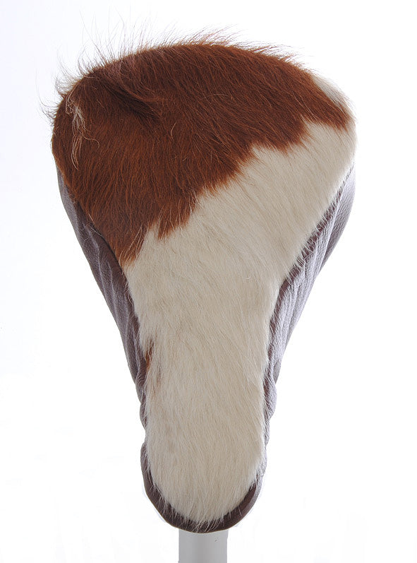 Puccini Luxury Saddle Cover - Orange Leather & Cow Hide