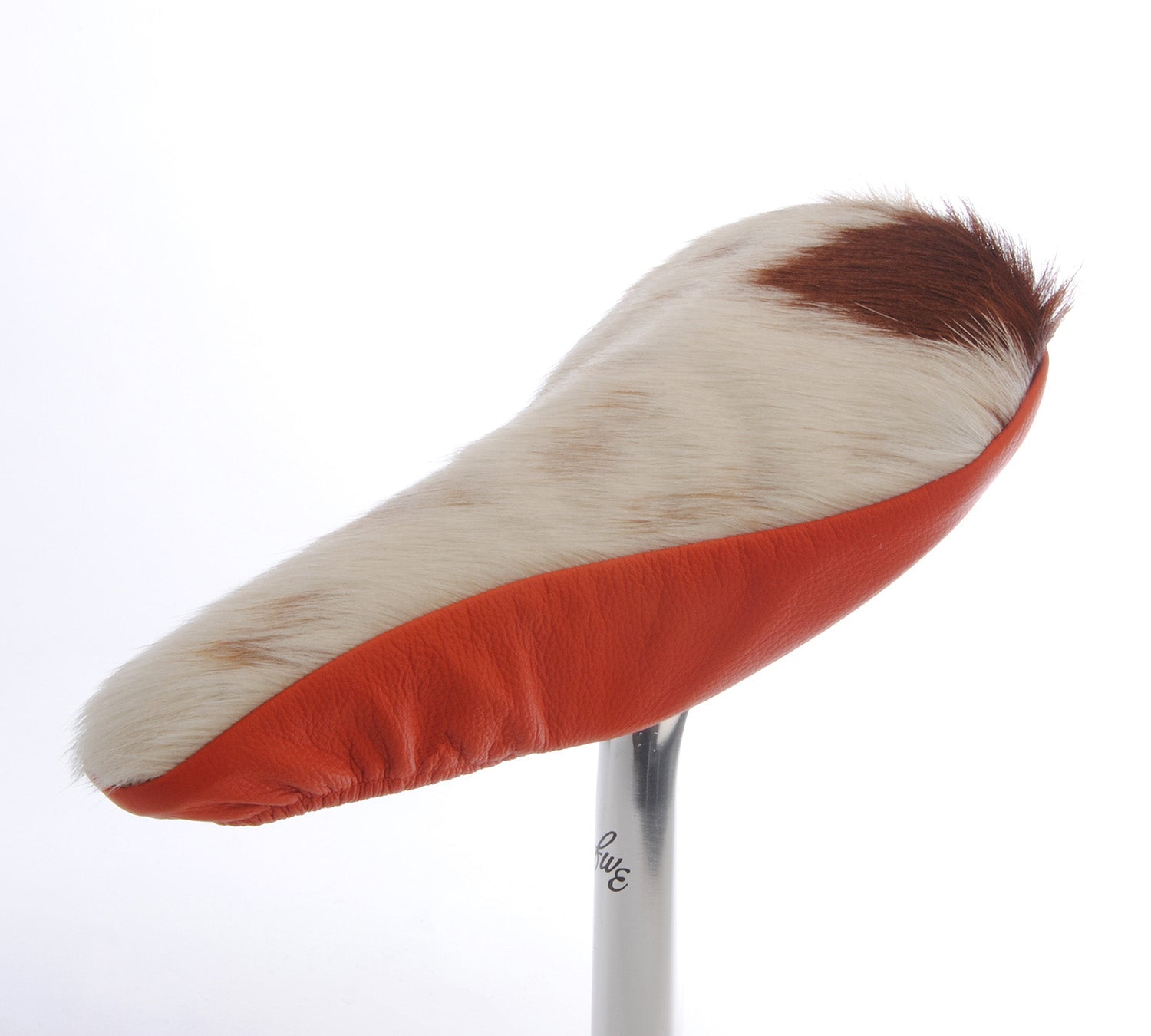 Puccini Luxury Saddle Cover - Orange Leather & Cow Hide