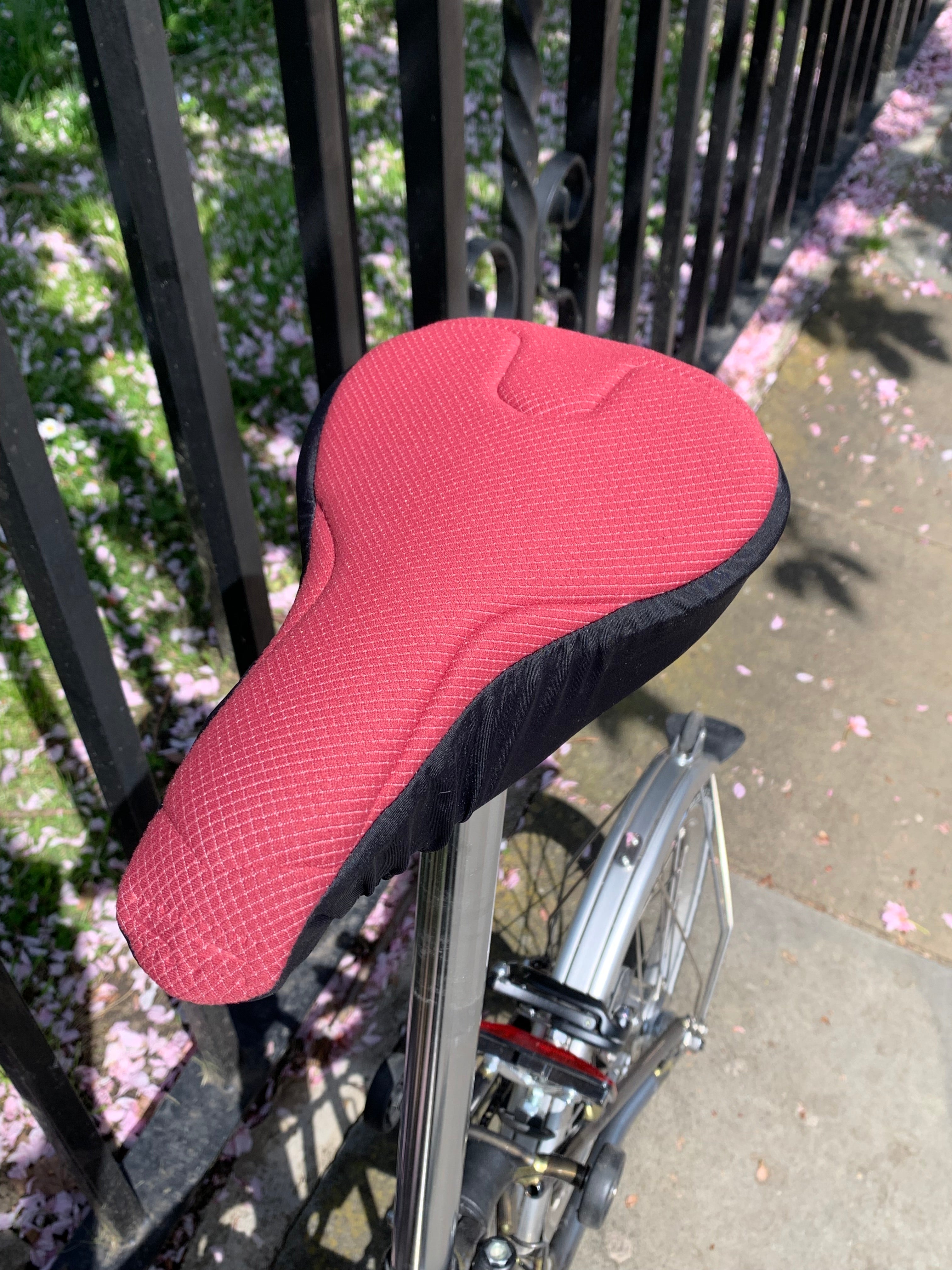 Padded Bike Seat Cover for Endurance Training - Ruby Red & Black (Women)