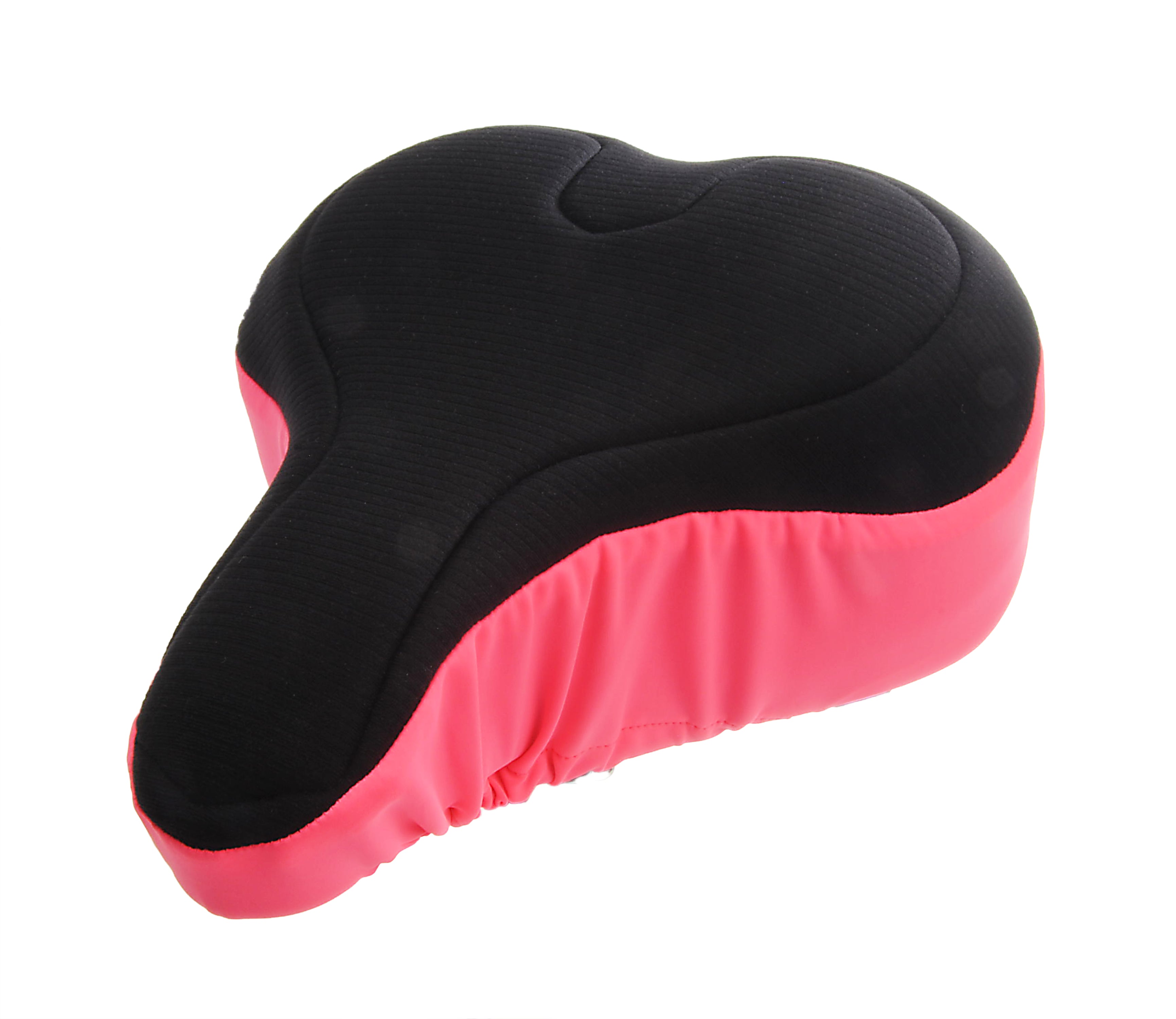 black-and-pink-padded-bicycle-seat-cover-for-exercise-bike-with-wide-seat