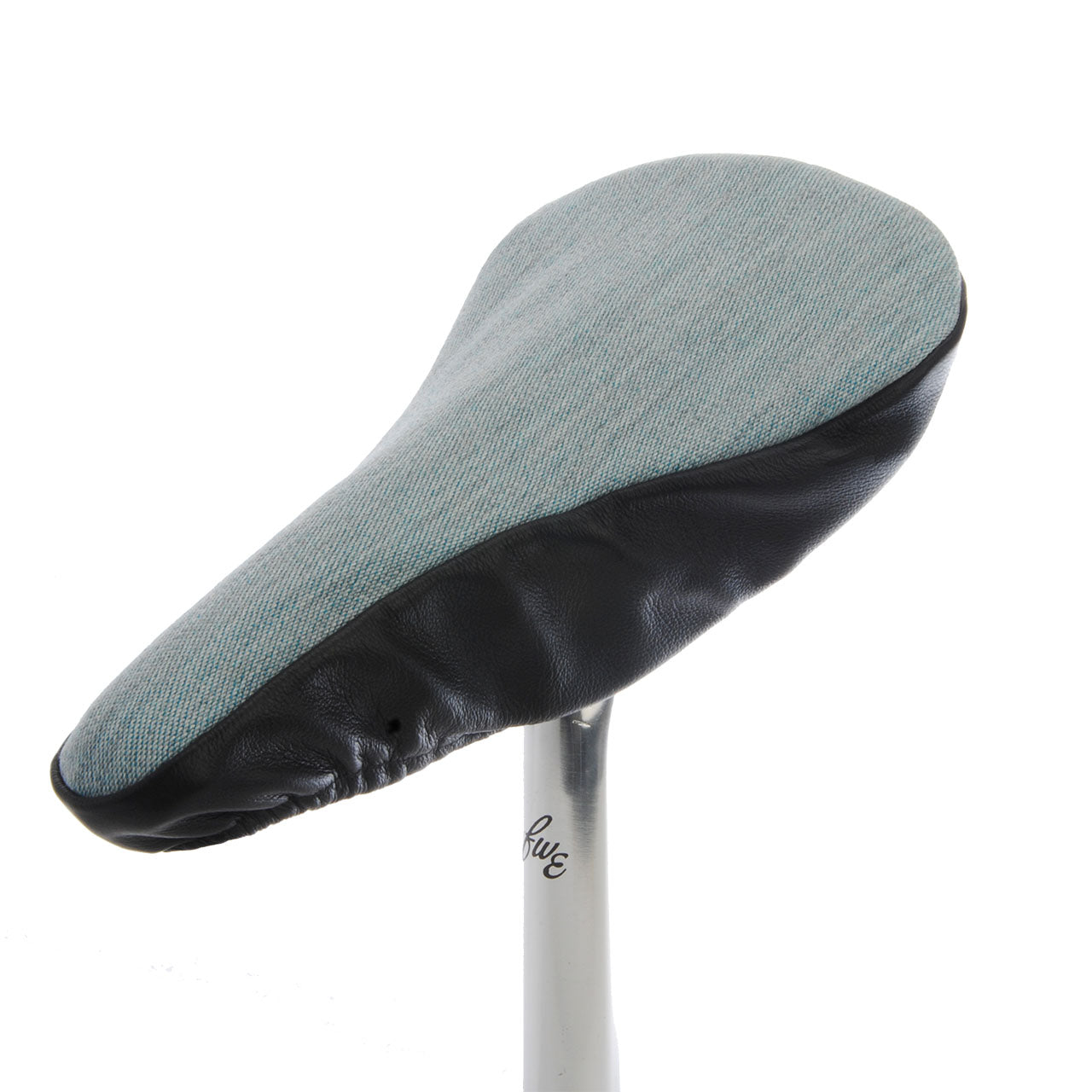 Smooth Jet Saddle Cover - Pale Blue with Black Leather