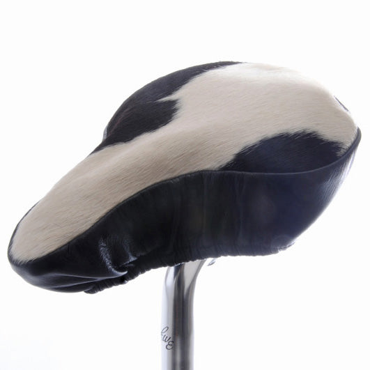 Daisy Saddle Cover - Black & White Cow Hide