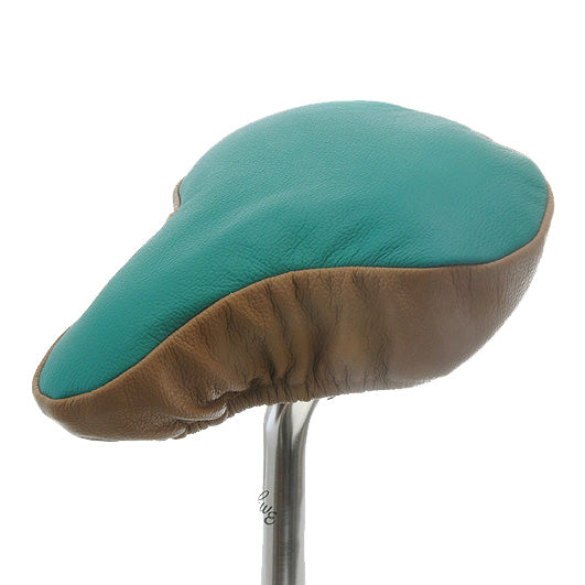 Tonic Saddle Cover - Turquoise & Beige Leather