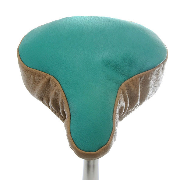 Tonic Saddle Cover - Turquoise & Beige Leather